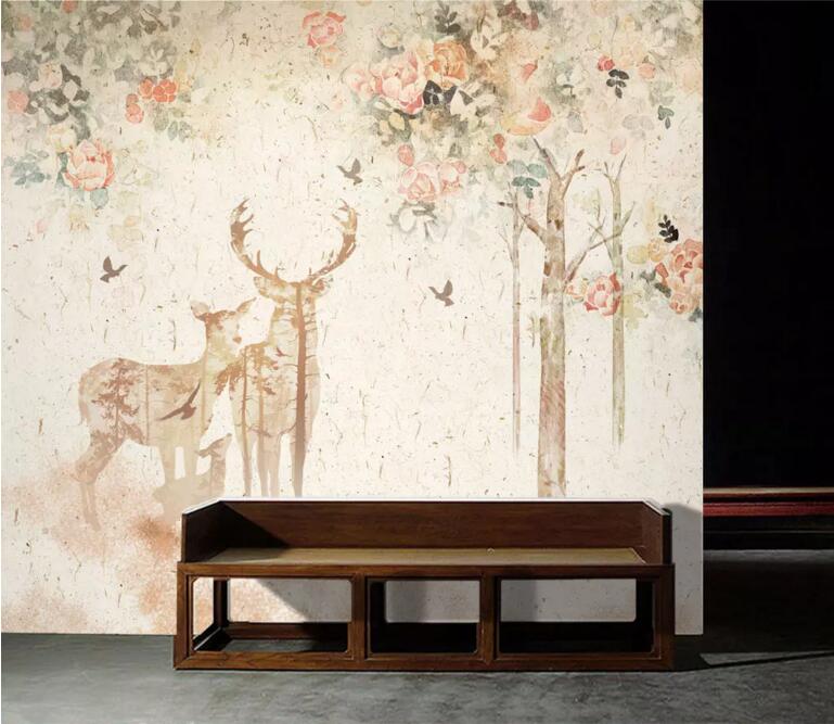 3D Little Deer Woods 1408 Wall Murals Wallpaper AJ Wallpaper 2