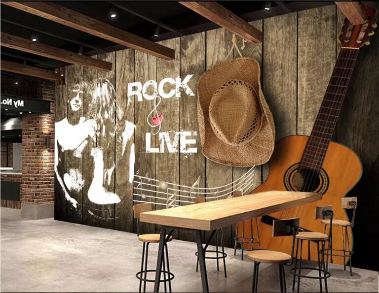 3D Guitar Hat 907 Wall Murals Wallpaper AJ Wallpaper 2