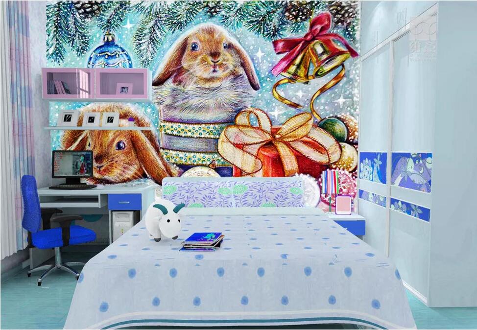 3D Little Grey Rabbit 1073 Wall Murals Wallpaper AJ Wallpaper 2