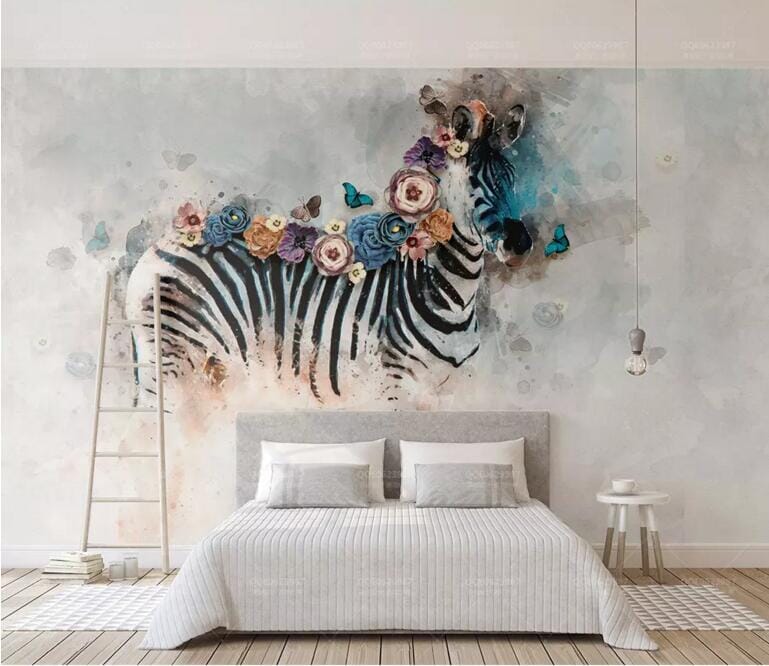 3D Flower Zebra 1827 Wall Murals Wallpaper AJ Wallpaper 2