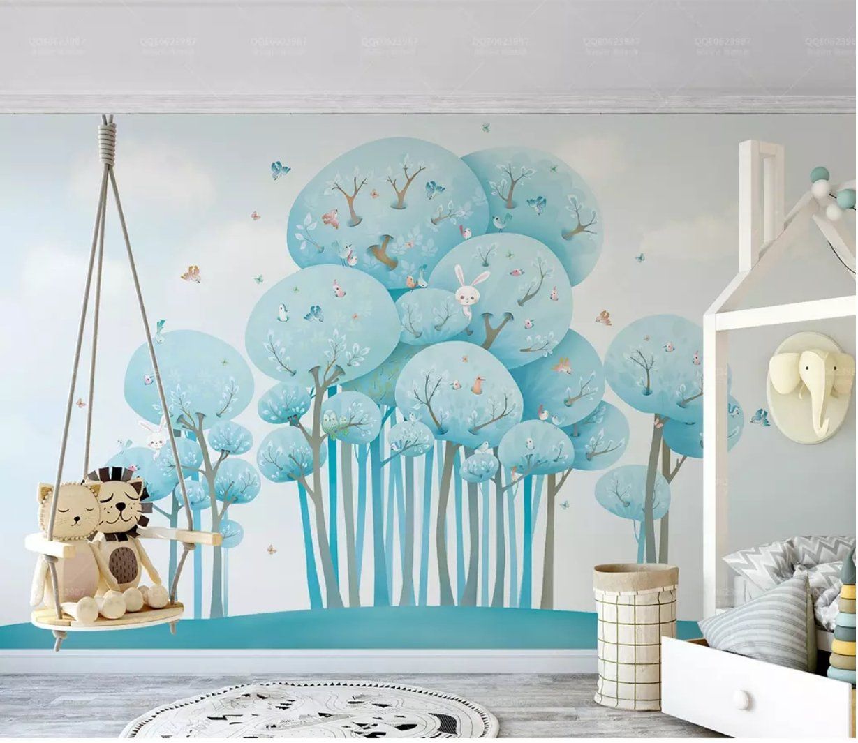 3D Blue Tree 1397 Wall Murals Wallpaper AJ Wallpaper 2