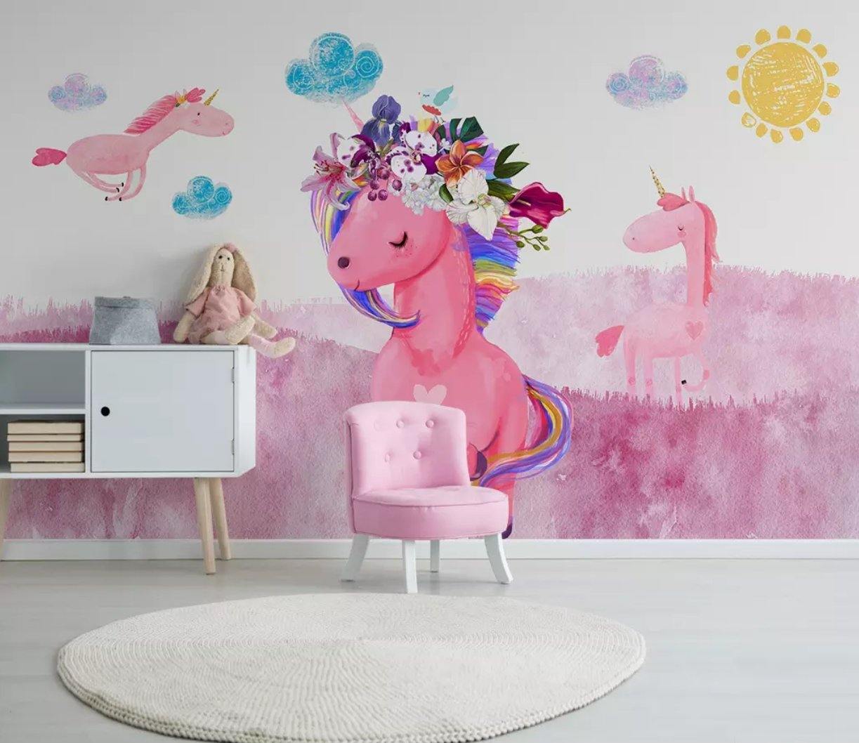 3D Pink Unicorn 341 Wall Murals Wallpaper AJ Wallpaper 2