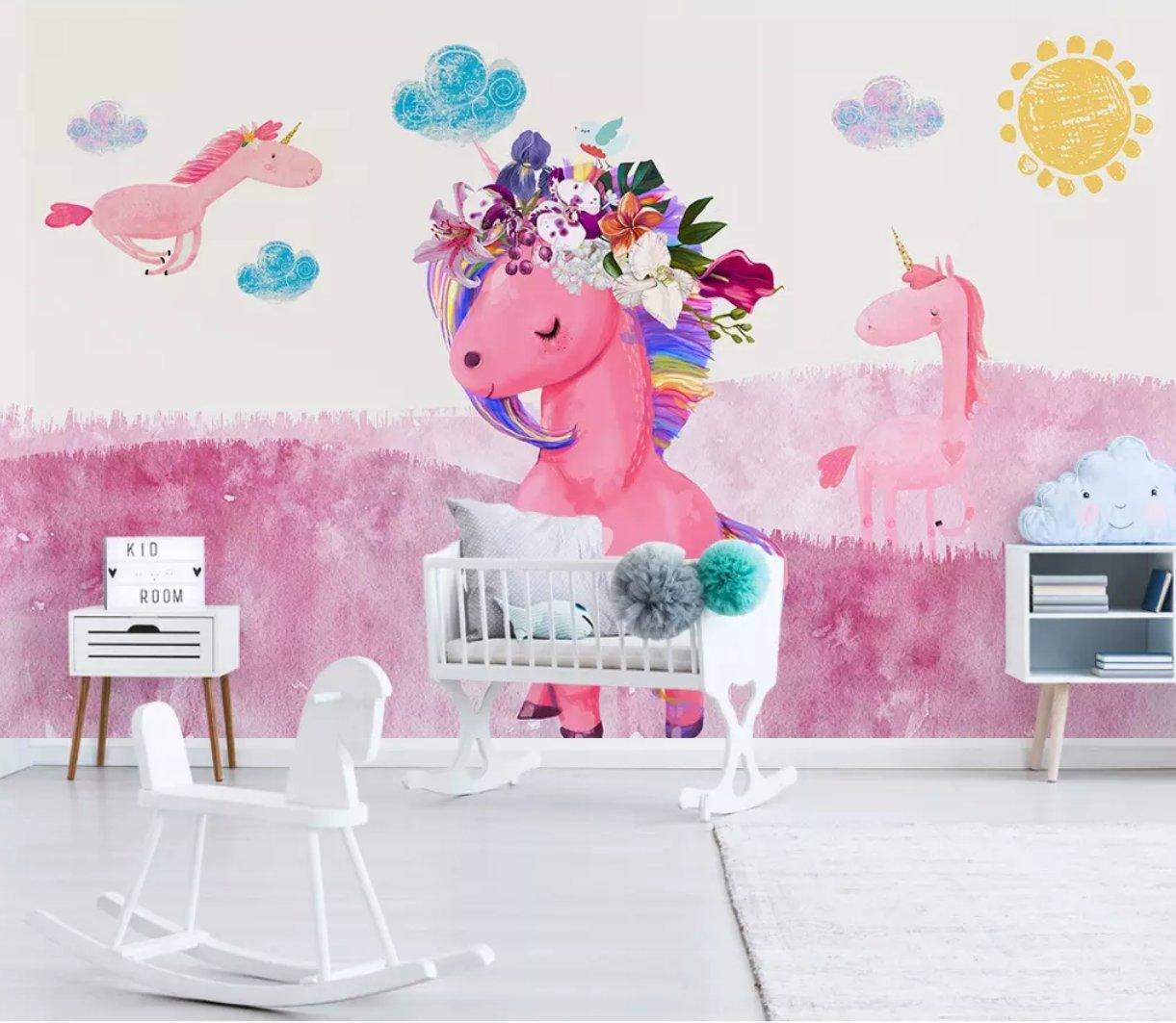 3D Pink Unicorn 341 Wall Murals Wallpaper AJ Wallpaper 2