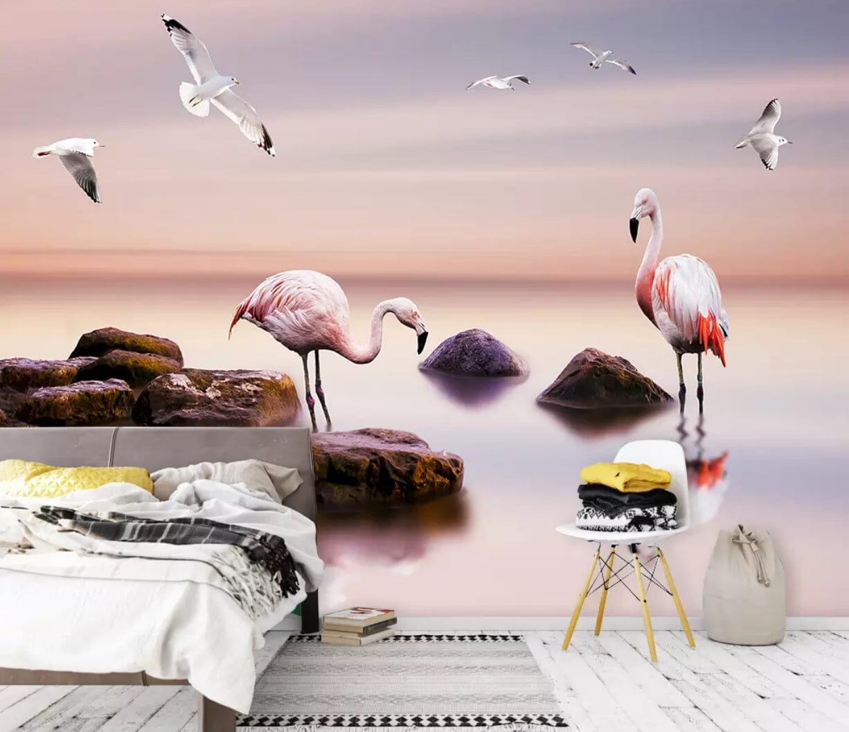 3D Pink Flamingo 2345 Wall Murals Wallpaper AJ Wallpaper 2
