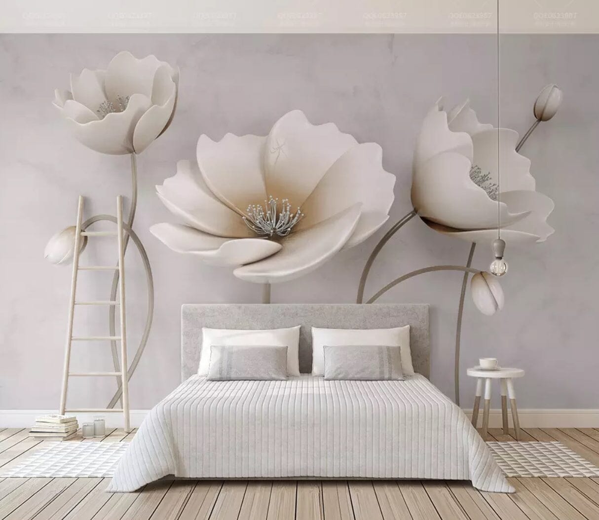 3D White Lotus 1579 Wall Murals Wallpaper AJ Wallpaper 2