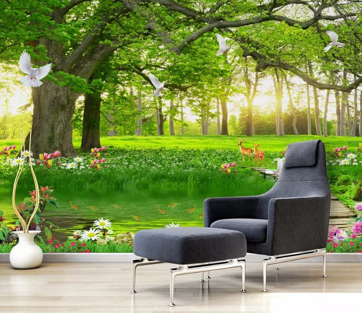 3D Forest Green 050 Wall Murals Wallpaper AJ Wallpaper 2