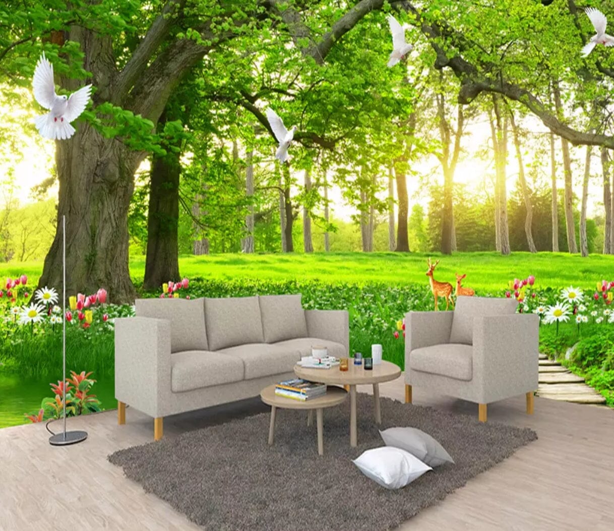 3D Green Park 1450 Wall Murals Wallpaper AJ Wallpaper 2