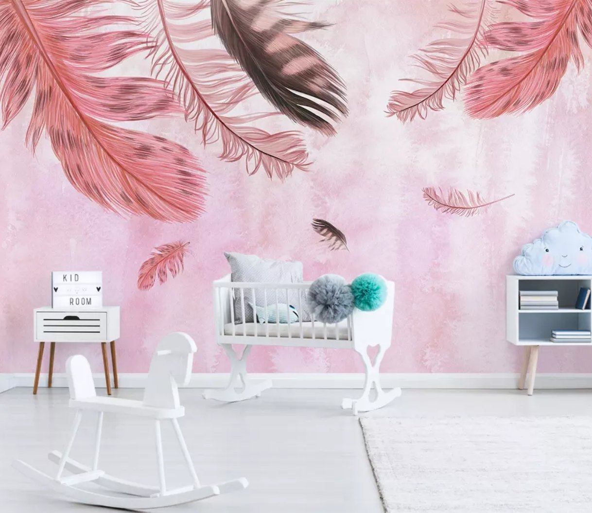 3D Pink Feather 377 Wall Murals Wallpaper AJ Wallpaper 2