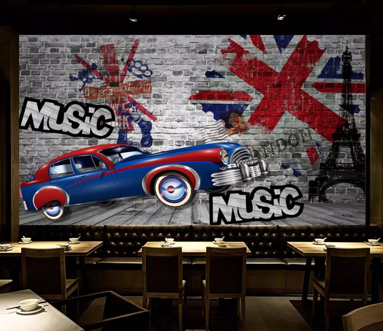3D Blue Racing Car 2382 Wall Murals Wallpaper AJ Wallpaper 2