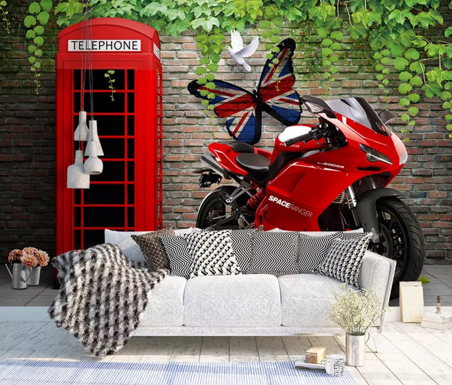 3D Red Motorcycle 2330 Wall Murals Wallpaper AJ Wallpaper 2