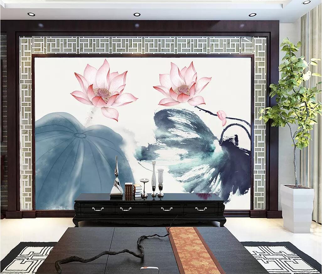 3D Lotus Flower 2782 Wall Murals Wallpaper AJ Wallpaper 2