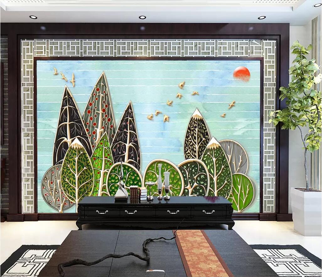 3D Green Leaves 2738 Wall Murals Wallpaper AJ Wallpaper 2