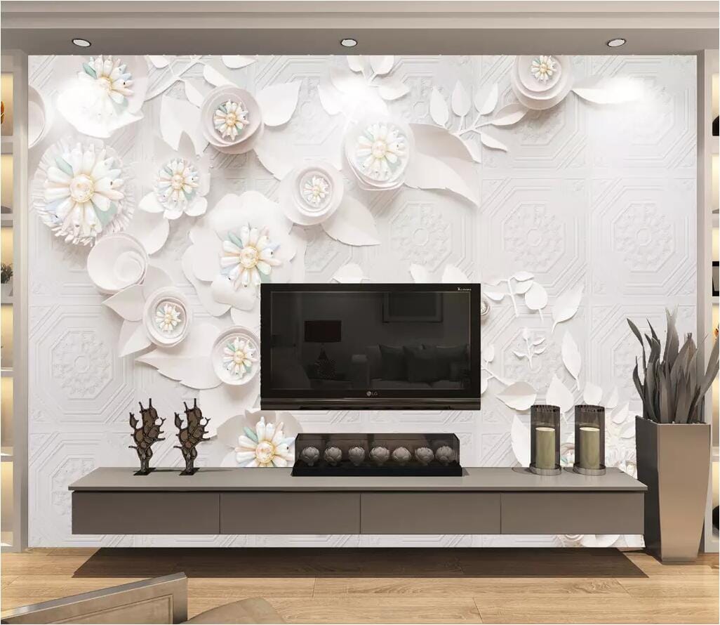 3D White Chrysanthemum 2726 Wall Murals Wallpaper AJ Wallpaper 2