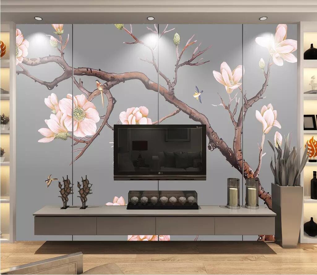 3D Pink Magnolia Flower 2719 Wall Murals Wallpaper AJ Wallpaper 2