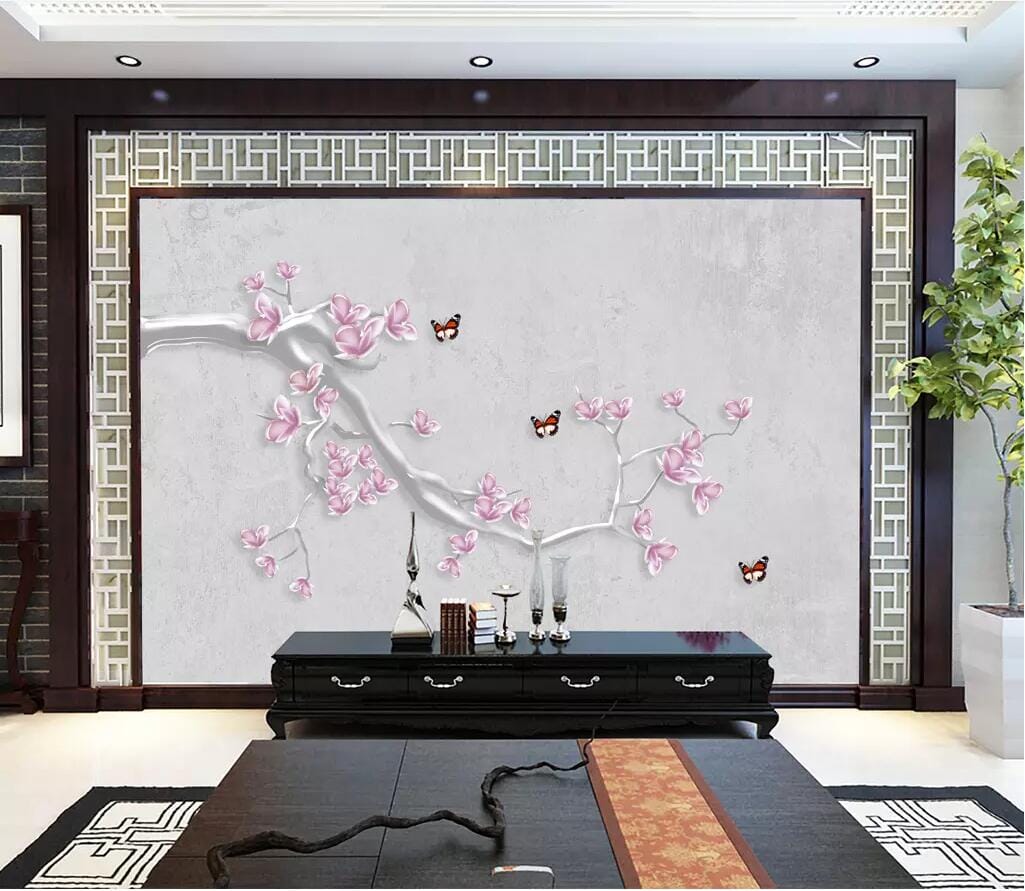 3D Plum Butterfly 2712 Wall Murals Wallpaper AJ Wallpaper 2
