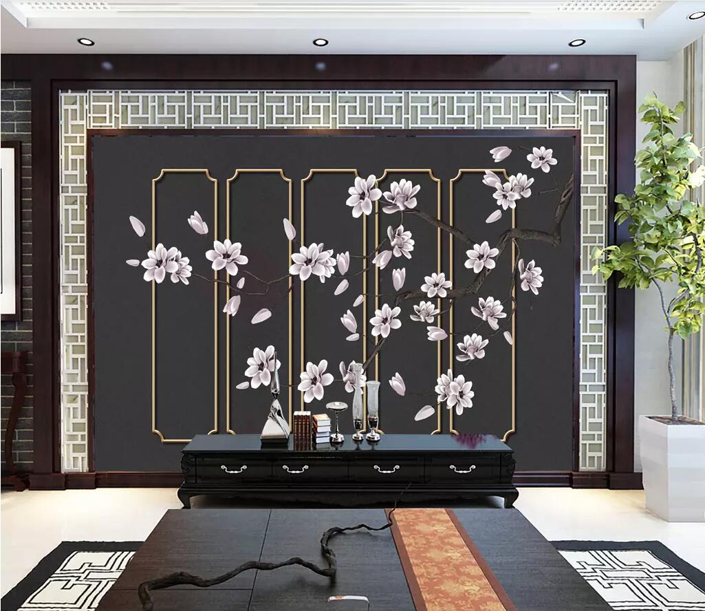 3D White Flowers 1693 Wall Murals Wallpaper AJ Wallpaper 2