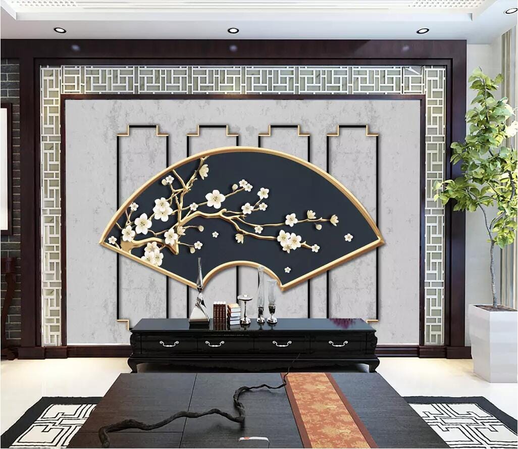 3D Plum Fan 2704 Wall Murals Wallpaper AJ Wallpaper 2