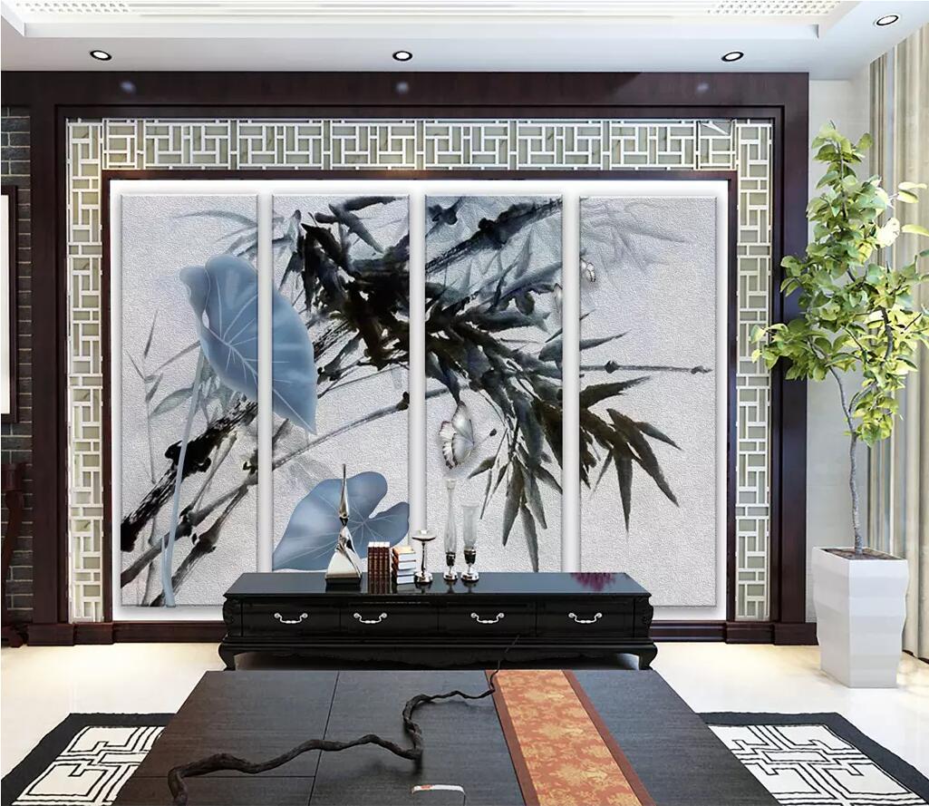 3D Bamboo Leaves 1689 Wall Murals Wallpaper AJ Wallpaper 2