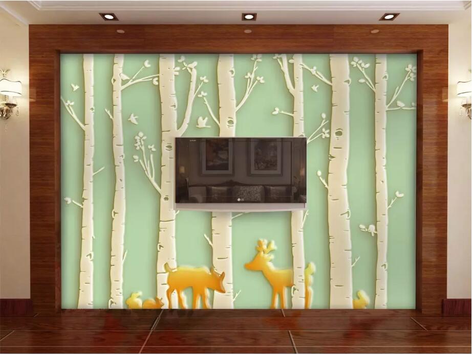 3D Deer Forest 1664 Wall Murals Wallpaper AJ Wallpaper 2