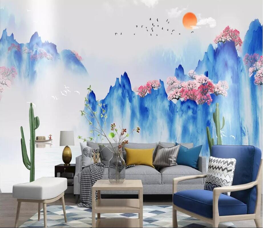 3D Blue Valley 2799 Wall Murals Wallpaper AJ Wallpaper 2