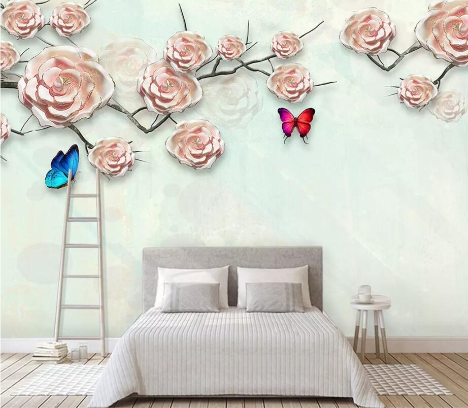 3D Flower Butterfly 1809 Wall Murals Wallpaper AJ Wallpaper 2