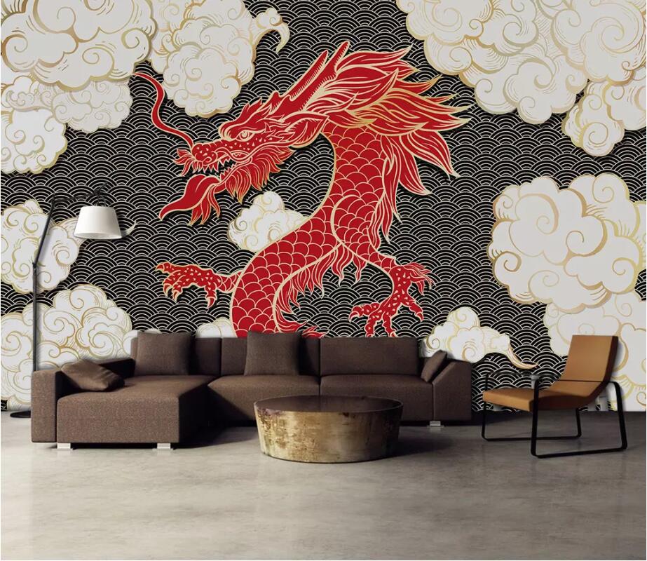 3D Red Dragon 1832 Wall Murals Wallpaper AJ Wallpaper 2