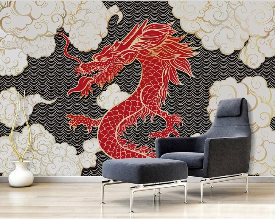 3D Red Dragon 2810 Wall Murals Wallpaper AJ Wallpaper 2