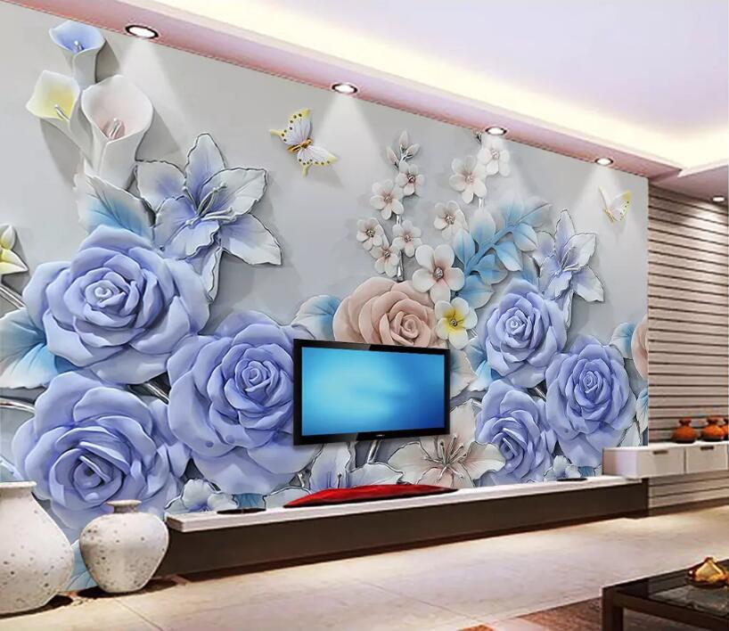 3D Blue Rose 1751 Wall Murals Wallpaper AJ Wallpaper 2