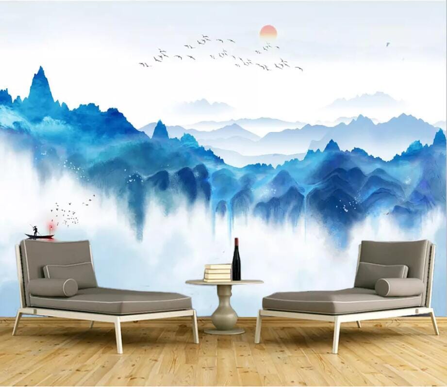 3D Blue Mountain 2555 Wall Murals Wallpaper AJ Wallpaper 2