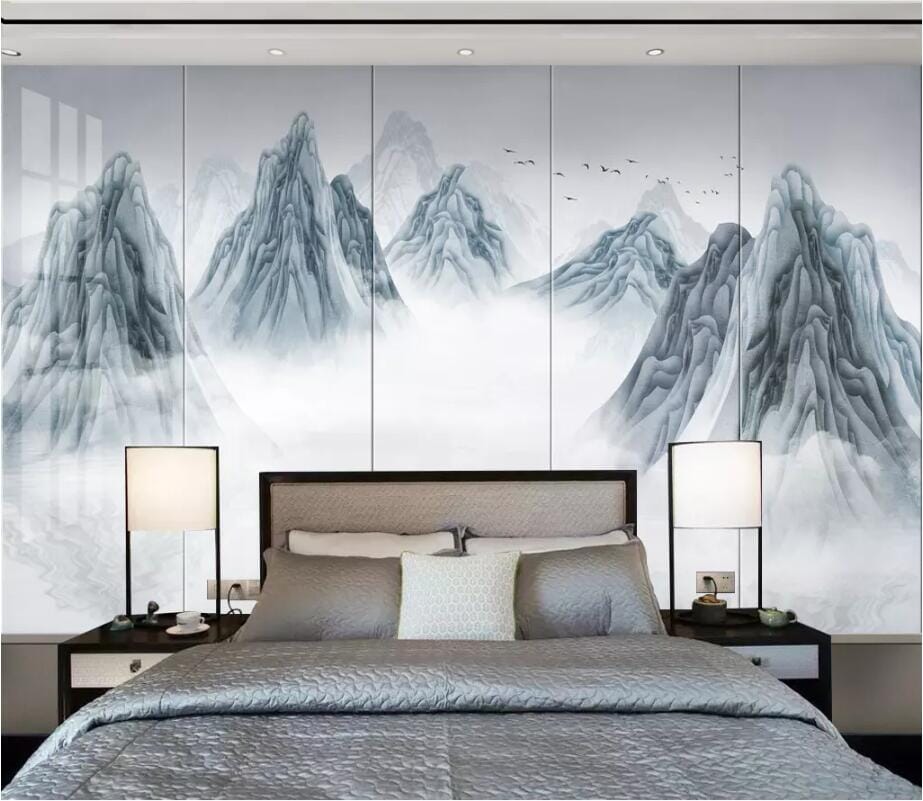 3D Misty Mountains 2822 Wall Murals Wallpaper AJ Wallpaper 2