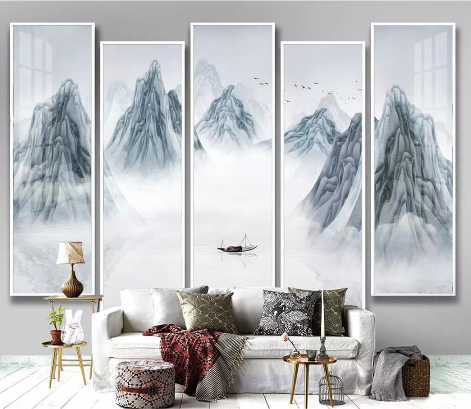 3D Mountain River 1844 Wall Murals Wallpaper AJ Wallpaper 2