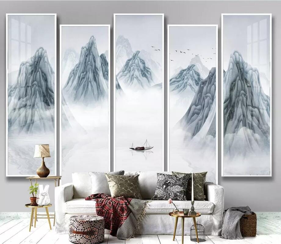 3D Misty Mountains 2822 Wall Murals Wallpaper AJ Wallpaper 2