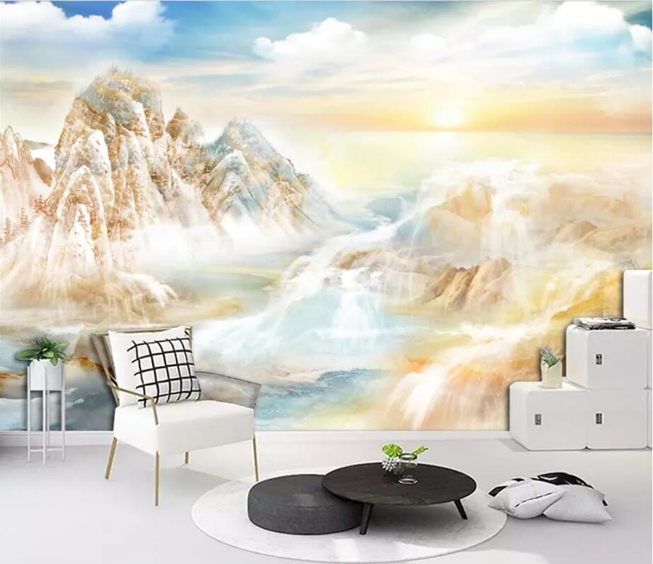 3D Sunshine Mountain River 2789 Wall Murals Wallpaper AJ Wallpaper 2