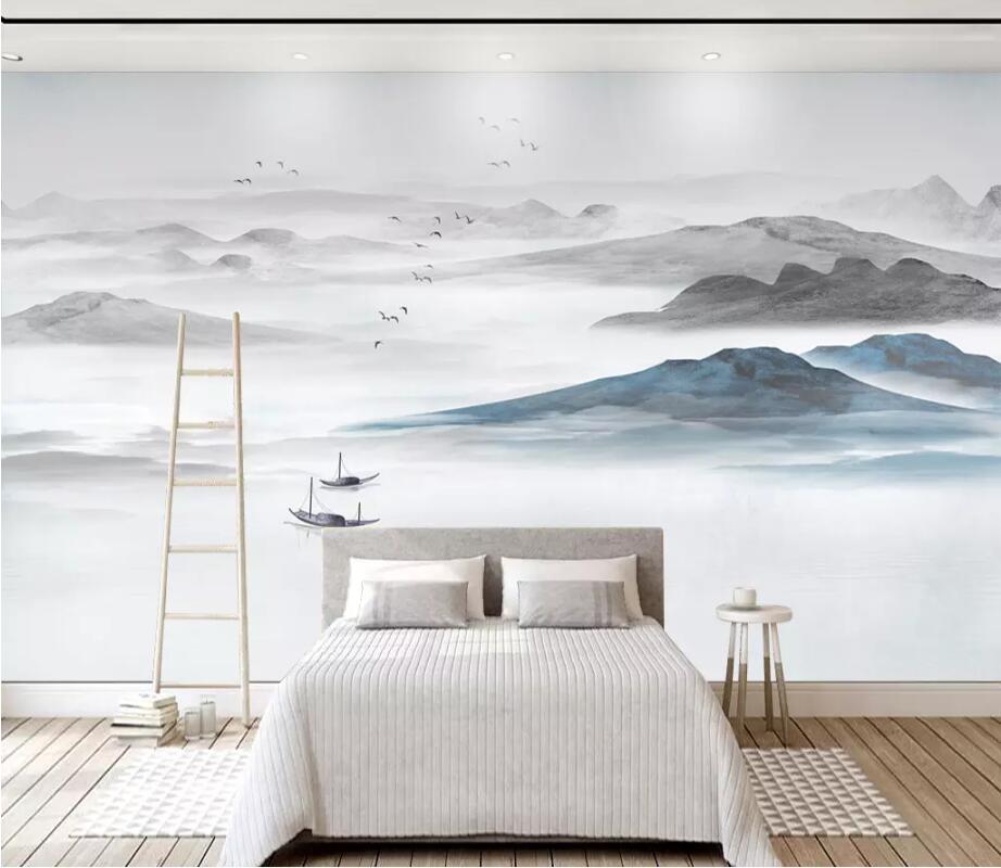 3D Mountain River 1833 Wall Murals Wallpaper AJ Wallpaper 2