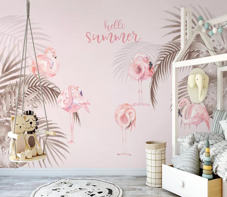 3D Pink Flamingo 1621 Wall Murals Wallpaper AJ Wallpaper 2