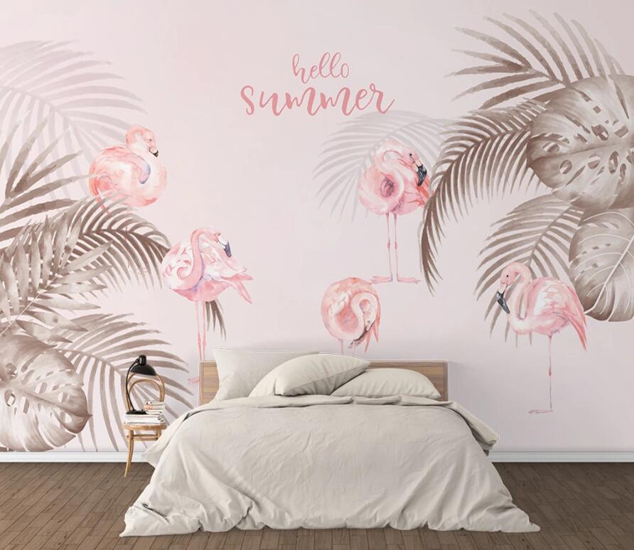 3D Pink Flamingo 1621 Wall Murals Wallpaper AJ Wallpaper 2