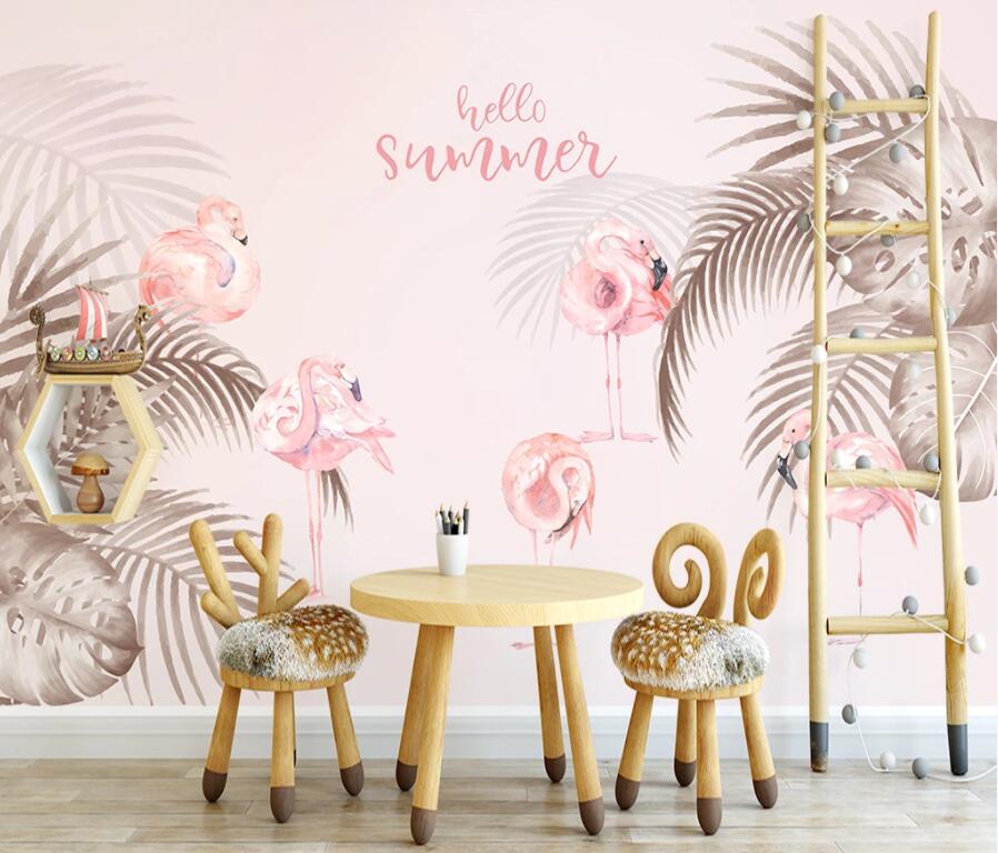 3D Pink Flamingo 1621 Wall Murals Wallpaper AJ Wallpaper 2