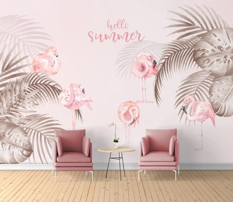 3D Pink Flamingo 1621 Wall Murals Wallpaper AJ Wallpaper 2