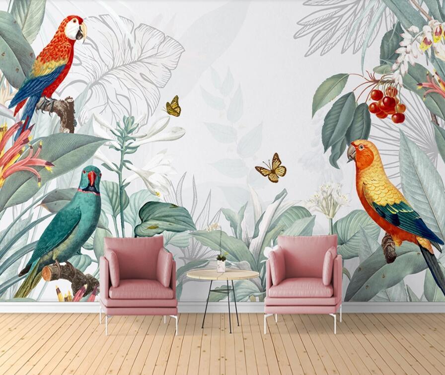 3D Bird Leaves 1617 Wall Murals Wallpaper AJ Wallpaper 2