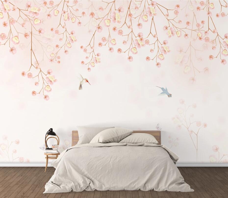 3D Pink Leaves 1612 Wall Murals Wallpaper AJ Wallpaper 2