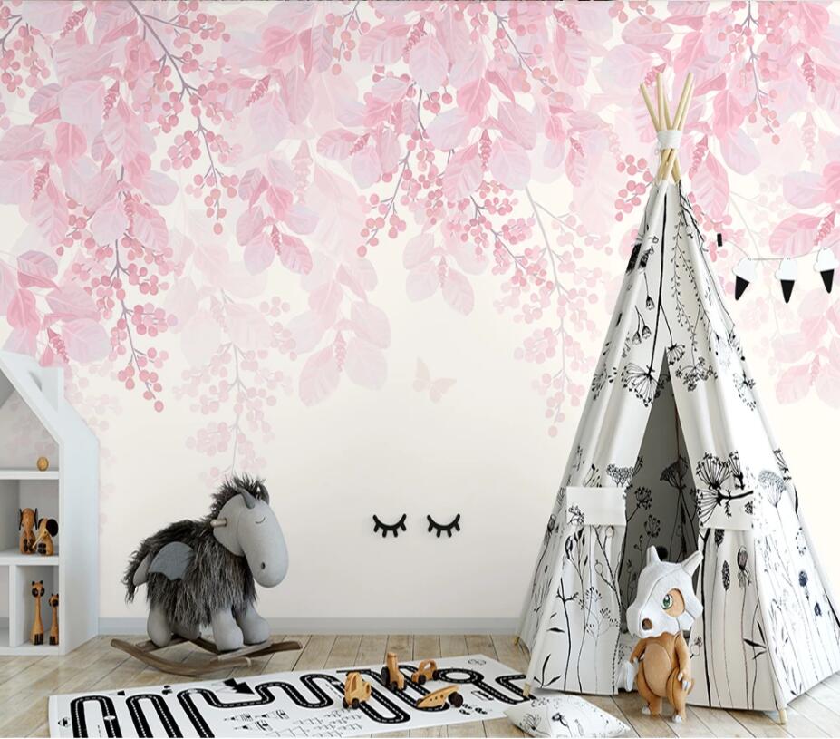 3D Pink Leaves 1610 Wall Murals Wallpaper AJ Wallpaper 2