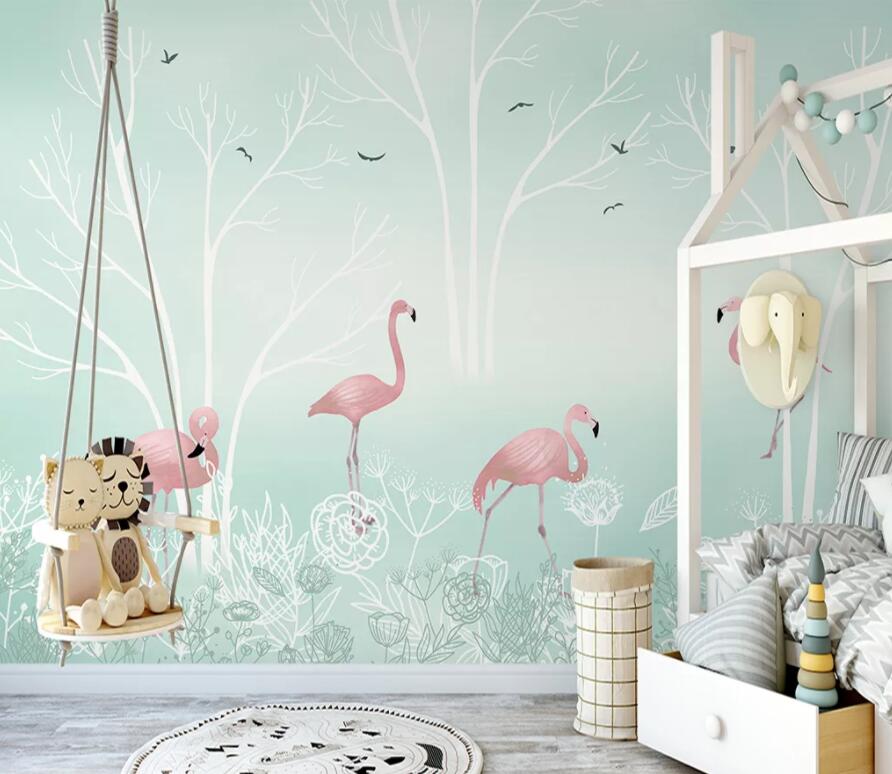 3D Pink Flamingo 1606 Wall Murals Wallpaper AJ Wallpaper 2