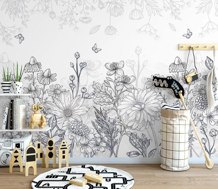 3D Flower Butterfly 1602 Wall Murals Wallpaper AJ Wallpaper 2