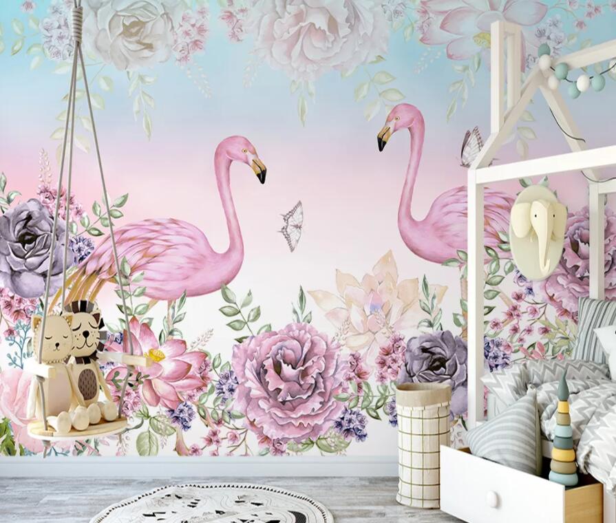 3D Pink Flamingo 1597 Wall Murals Wallpaper AJ Wallpaper 2
