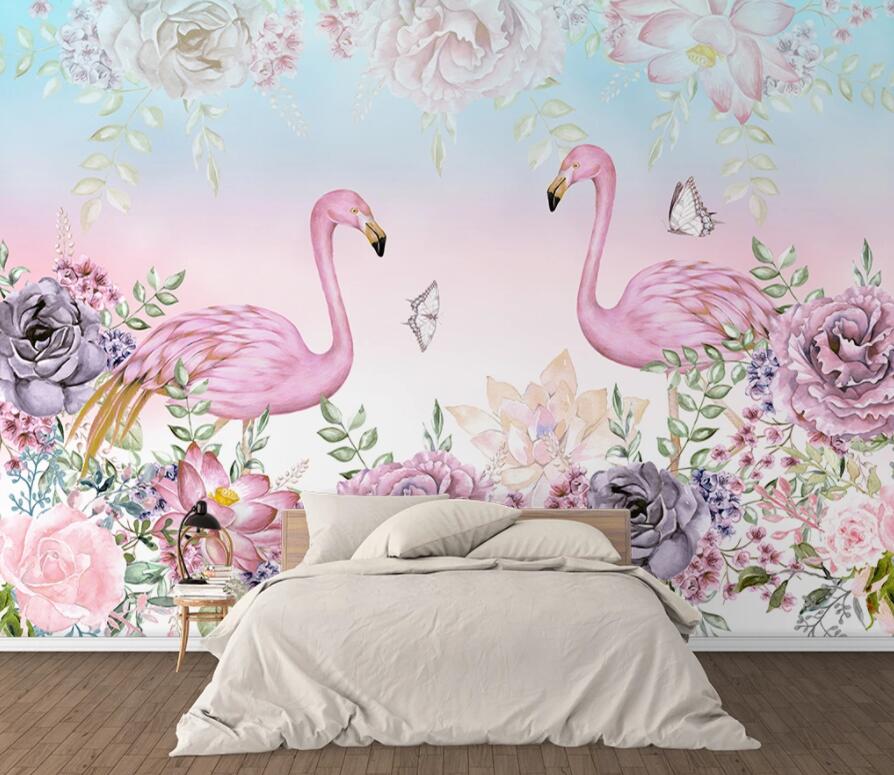 3D Pink Flamingo 1597 Wall Murals Wallpaper AJ Wallpaper 2