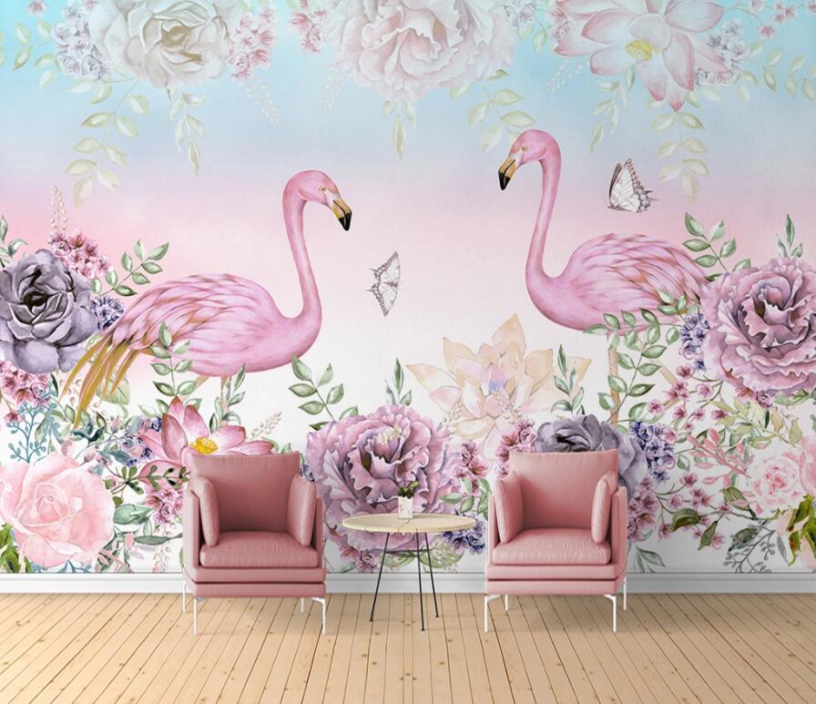 3D Pink Flamingo 1597 Wall Murals Wallpaper AJ Wallpaper 2