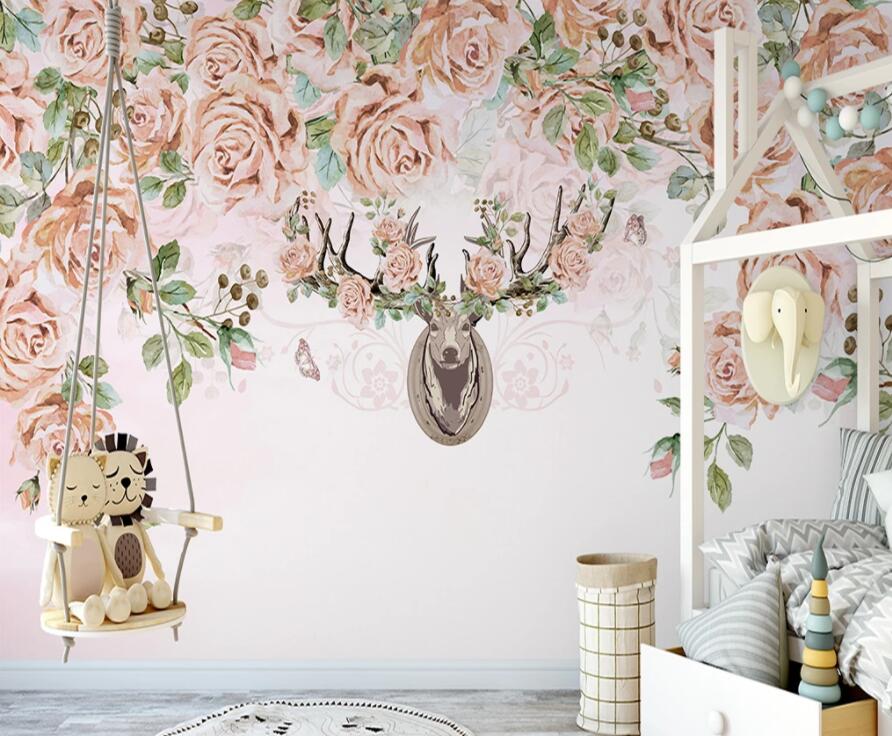 3D Elk Flower 1596 Wall Murals Wallpaper AJ Wallpaper 2