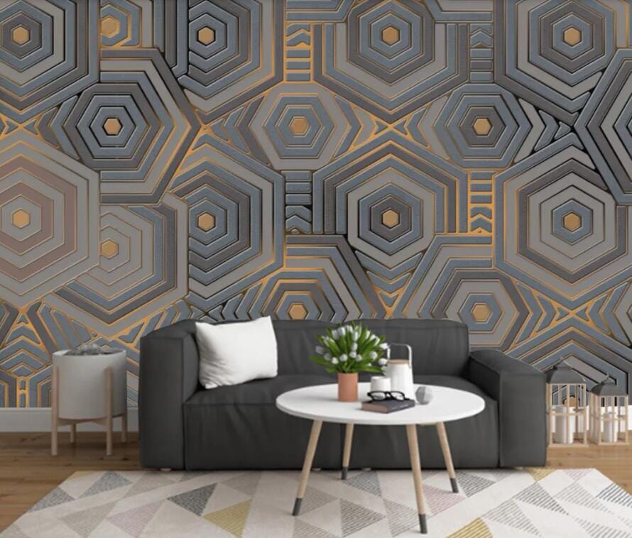 3D Geometric Stripes 2475 Wall Murals Wallpaper AJ Wallpaper 2