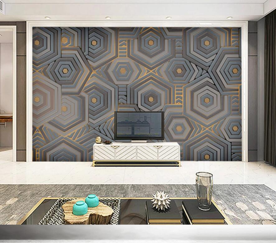 3D Geometric Pattern 1419 Wall Murals Wallpaper AJ Wallpaper 2