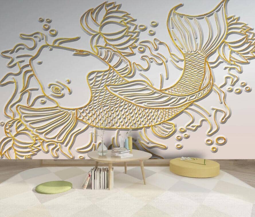 3D Carving Fish 3022 Wall Murals Wallpaper AJ Wallpaper 2